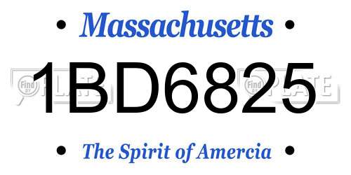 1BD6825 Massachusetts License Plate