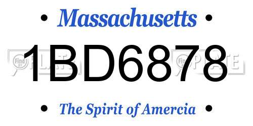 1BD6878 Massachusetts License Plate