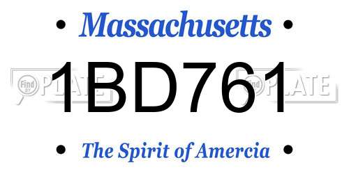 1BD761 Massachusetts License Plate
