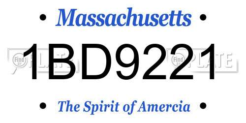 1BD9221 Massachusetts License Plate