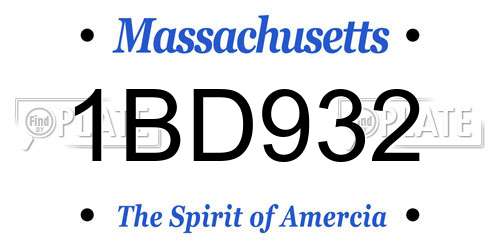 1BD932 Massachusetts License Plate