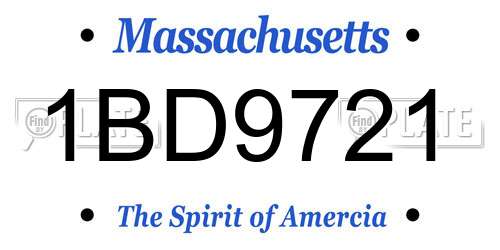 1BD9721 Massachusetts License Plate