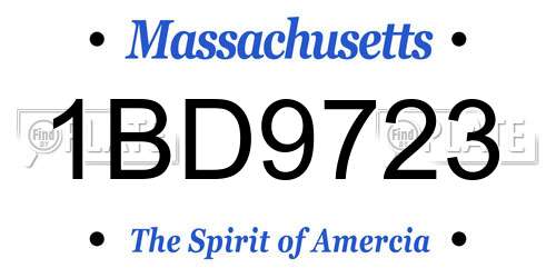 1BD9723 Massachusetts License Plate