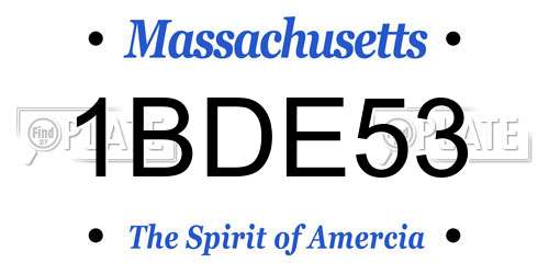 1BDE53 Massachusetts License Plate