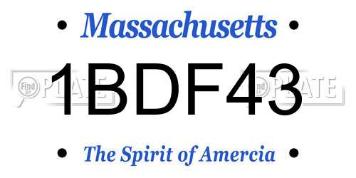 1BDF43 Massachusetts License Plate