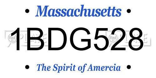 1BDG528 Massachusetts License Plate
