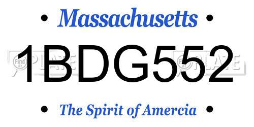 1BDG552 Massachusetts License Plate