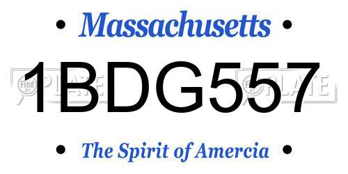1BDG557 Massachusetts License Plate