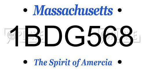 1BDG568 Massachusetts License Plate