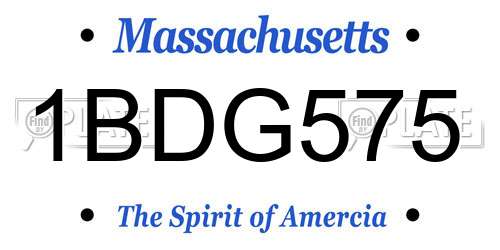 1BDG575 Massachusetts License Plate