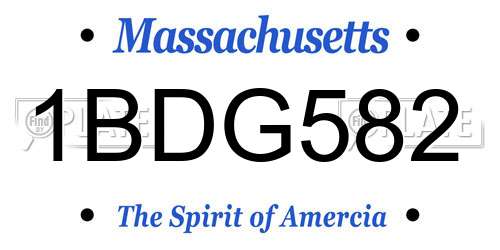 1BDG582 Massachusetts License Plate