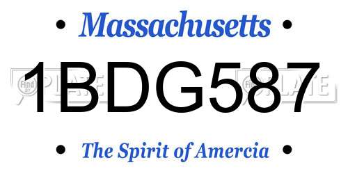 1BDG587 Massachusetts License Plate