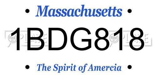 1BDG818 Massachusetts License Plate