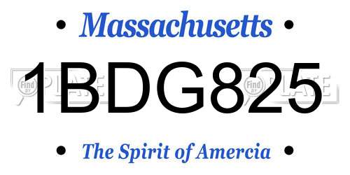 1BDG825 Massachusetts License Plate