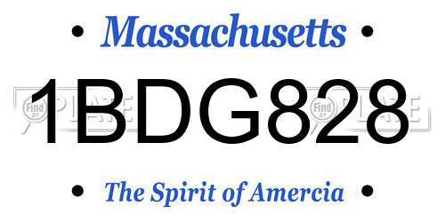 1BDG828 Massachusetts License Plate