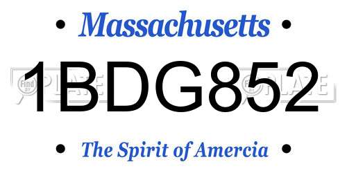 1BDG852 Massachusetts License Plate