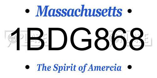 1BDG868 Massachusetts License Plate