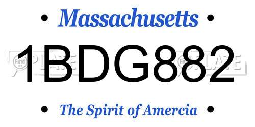 1BDG882 Massachusetts License Plate