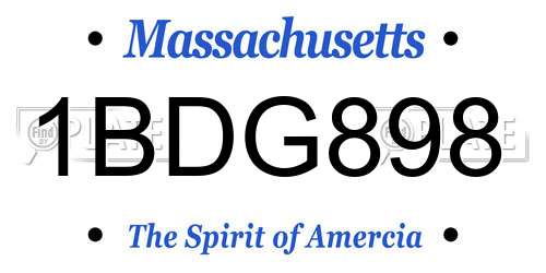 1BDG898 Massachusetts License Plate