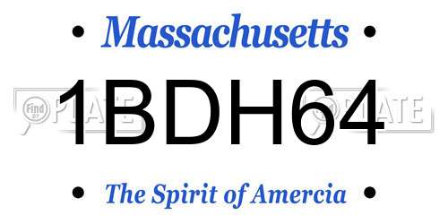 1BDH64 Massachusetts License Plate