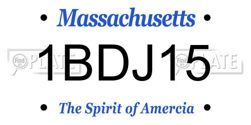 1BDJ15 Massachusetts License Plate