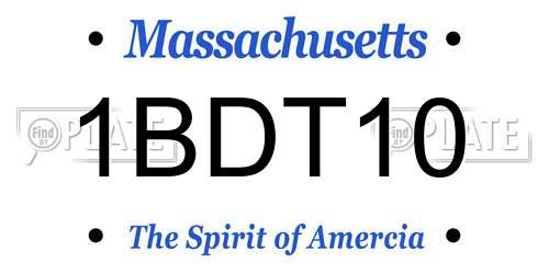 1BDT10 Massachusetts License Plate