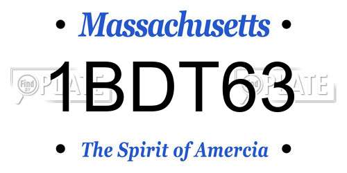 1BDT63 Massachusetts License Plate
