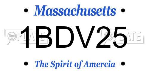 1BDV25 Massachusetts License Plate