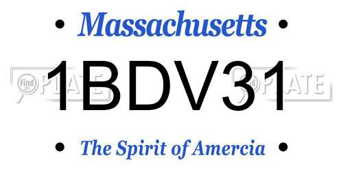 1BDV31 Massachusetts License Plate