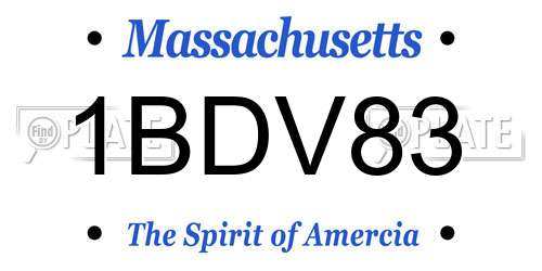1BDV83 Massachusetts License Plate