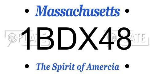 1BDX48 Massachusetts License Plate