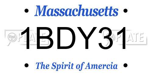 1BDY31 Massachusetts License Plate
