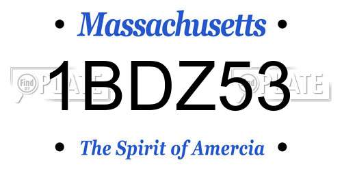1BDZ53 Massachusetts License Plate