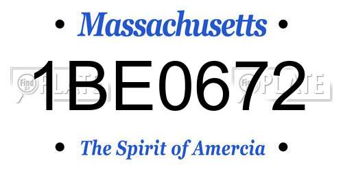 1BE0672 Massachusetts License Plate