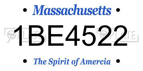 1BE4522 Massachusetts License Plate