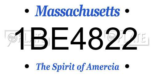 1BE4822 Massachusetts License Plate
