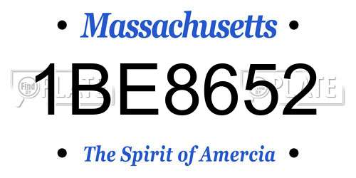 1BE8652 Massachusetts License Plate