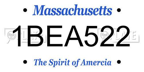1BEA522 Massachusetts License Plate
