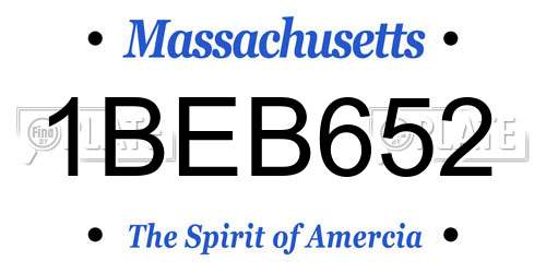 1BEB652 Massachusetts License Plate