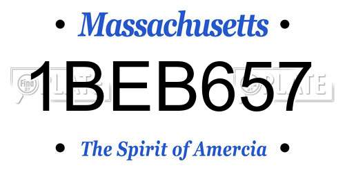 1BEB657 Massachusetts License Plate
