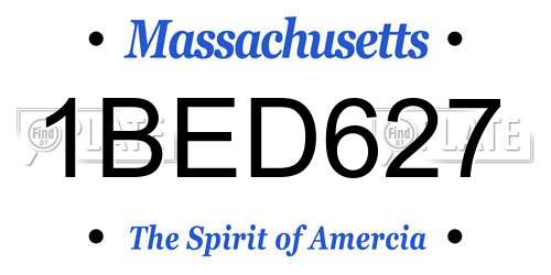 1BED627 Massachusetts License Plate