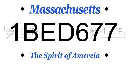 1BED677 Massachusetts License Plate