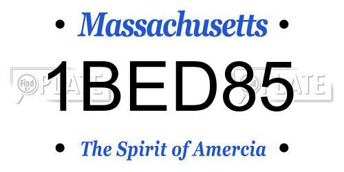 1BED85 Massachusetts License Plate