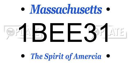 1BEE31 Massachusetts License Plate