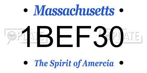1BEF30 Massachusetts License Plate