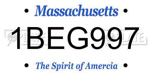 1BEG997 Massachusetts License Plate