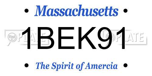 1BEK91 Massachusetts License Plate