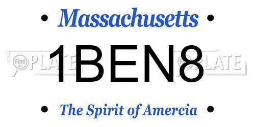 1BEN8 Massachusetts License Plate