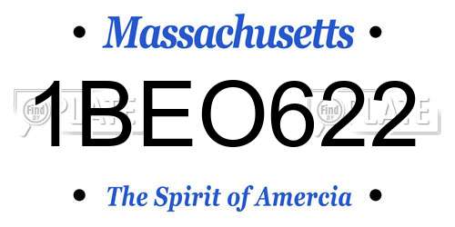 1BEO622 Massachusetts License Plate