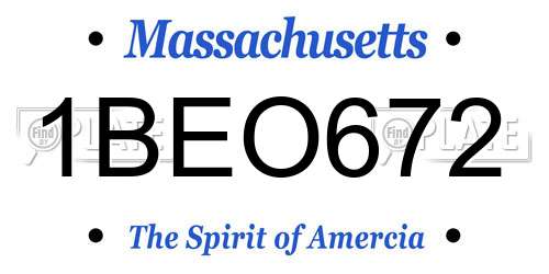 1BEO672 Massachusetts License Plate